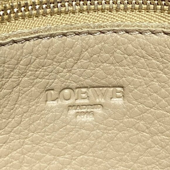 LOEWE Amazona 36 - Beige Dark Brown Suede Leather Handbag 537-060325 - Picture 10 of 11